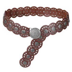 7853 Hollow Disc Belt Western Leather Belt Boho Concho Belt Vintage Waist Belt